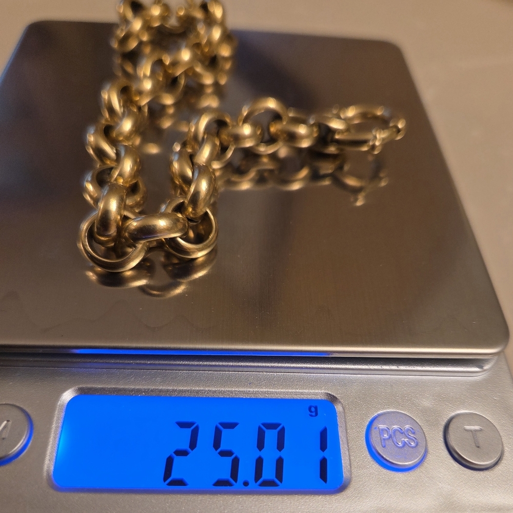 Heavy Solid 18k Yellow Gold Rolo Link Bracelet By UNOAERRE - Picture 6 of 10